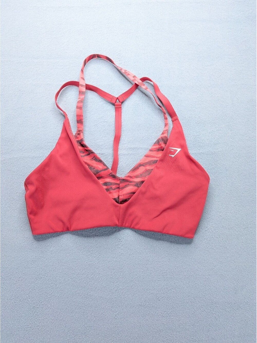 Gymshark Sports Bra Womens S Pink V Neck Strappy T-Back Mesh Yoga Gym Workout